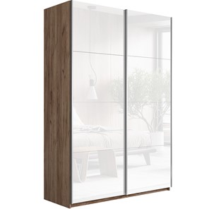Шкаф 2-дверный Прайм (Белое стекло/Белое стекло) 1400x570x2300, Крафт табачный во Владикавказе