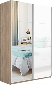 Шкаф 2-дверный Прайм (Зеркало/Белое стекло) 1200x570x2300, дуб сонома во Владикавказе