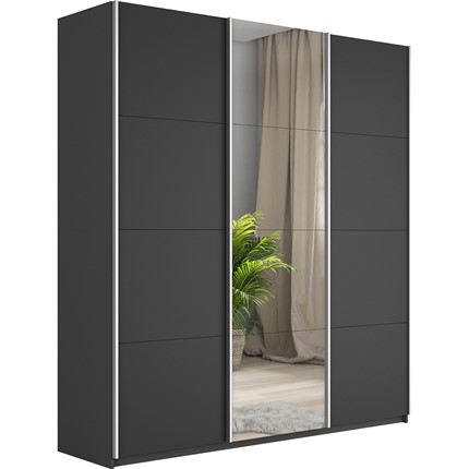 Шкаф 3-х дверный Широкий Прайм (2 ДСП / Зеркало) 2400x570x2300,  Серый диамант во Владикавказе - изображение