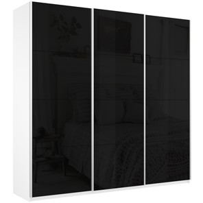 Шкаф Широкий Прайм (Черное стекло) 2400x570x2300,  Белый Снег во Владикавказе
