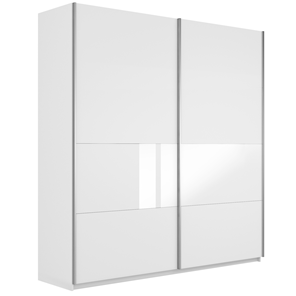 Шкаф Широкий Прайм (ДСП / Белое стекло) 2200x570x2300, Белый снег во Владикавказе