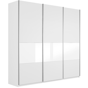 Шкаф Широкий Прайм (ДСП / Белое стекло) 2400x570x2300, Белый снег во Владикавказе
