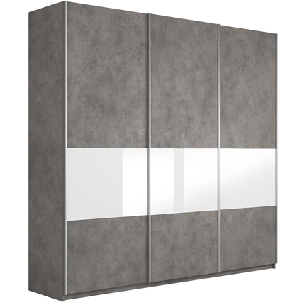 Шкаф Широкий Прайм (ДСП / Белое стекло) 2400x570x2300, Бетон во Владикавказе - изображение