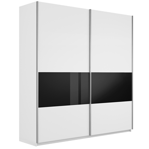 Шкаф Широкий Прайм (ДСП / Черное стекло) 2200x570x2300, Белый снег во Владикавказе
