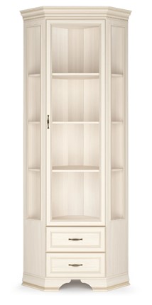 Угловой шкаф-витрина Сиена, Бодега белый / патина золото во Владикавказе - изображение