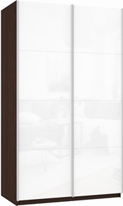 Шкаф 2-дверный Прайм (Белое стекло/Белое стекло) 1400x570x2300, венге во Владикавказе