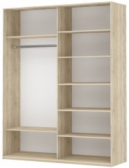 Шкаф 2-х дверный Прайм (Зеркало/Белое стекло) 1400x570x2300, венге во Владикавказе - изображение 1