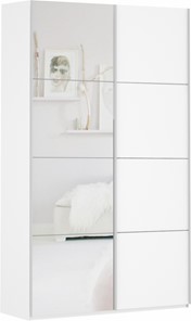 Шкаф двухдверный Прайм (ДСП/Зеркало) 1200x570x2300, белый снег во Владикавказе