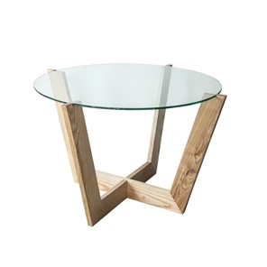 Круглый столик Оникс-10, Натуральный массив/Прозрачное стекло во Владикавказе - предосмотр