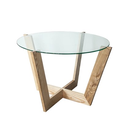 Круглый столик Оникс-10, Натуральный массив/Прозрачное стекло во Владикавказе - изображение