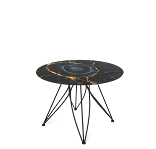 Круглый столик SHT-S113 / SHT-TT32 60 стекло/МДФ (титановый кварц/черный муар) во Владикавказе - предосмотр