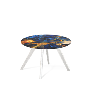 Стол круглый SHT-S39 / SHT-TT32 60 стекло/МДФ (синий сапфир/белый/патина серебро) во Владикавказе