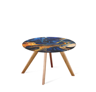 Круглый столик SHT-S39 / SHT-TT32 60 стекло/МДФ (синий сапфир/светлый орех) во Владикавказе