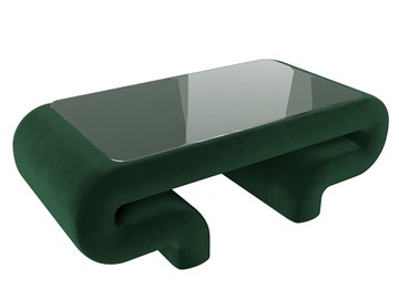 Стеклянный столик в гостиную Волна, зеленый (велюр) во Владикавказе
