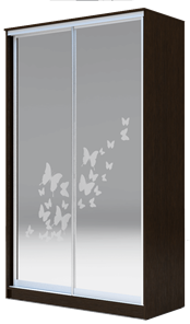 Шкаф 2-х дверный 2400х1362х620 два зеркала, "Бабочки" ХИТ 24-14-66-05 Венге Аруба во Владикавказе