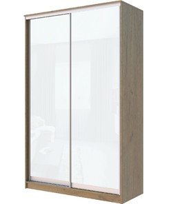 Шкаф 2-х дверный Хит-22-12-22 с цветным стеклом, белое №10, Дуб крафт золотой во Владикавказе