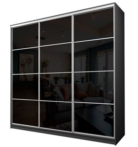 Шкаф 3-х дверный MAX МШ-25-6-24-222, Профиль Белый/Цвет Графит/Oraclal Черный во Владикавказе