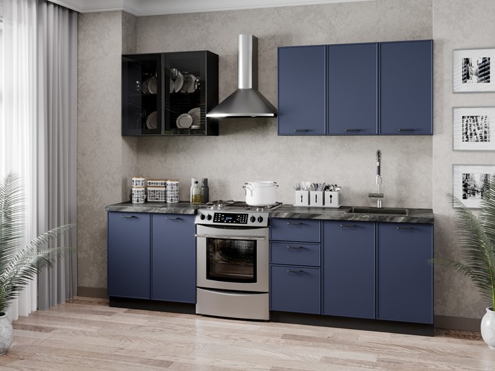 Модульный кухонный гарнитур 2600 Индиго, Черный/Темно-синий во Владикавказе - изображение