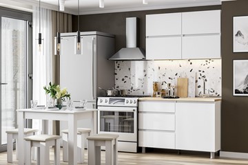 Кухонный гарнитур Токио 1200, белый текстурный/белый текстурный/тростник во Владикавказе
