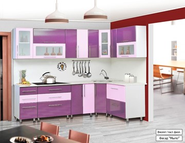 Кухонный угловой гарнитур Мыло 224 2600х1600, цвет Фиолет/Пастель фиолет во Владикавказе
