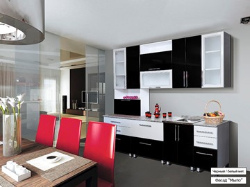 Кухонный гарнитур Мыло 224 2600, цвет Черный/Белый металлик во Владикавказе
