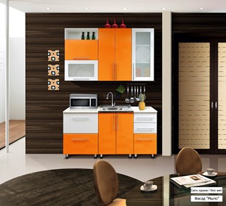 Готовая кухня Мыло 224 1600х918, цвет Оранжевый/Белый металлик во Владикавказе