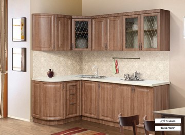 Кухонный угловой гарнитур Веста 1330х2200, цвет Дуб темный во Владикавказе