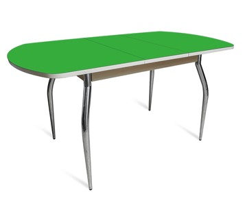 Кухонный стол раскладной ПГ-01 СТ2, дуб молочный/зеленое стекло/35 хром гнутые металл во Владикавказе
