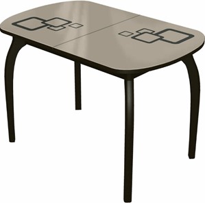 Раздвижной стол Ривьера мини дерево №1, Рисунок квадро (стекло молочное/коричневый/венге) во Владикавказе