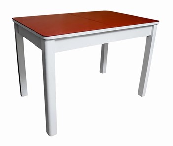 Кухонный раздвижной стол Айсберг-01 СТ2, белое ЛДСП/стекло алое/прямые массив белый во Владикавказе
