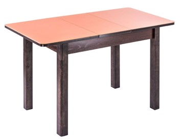 Кухонный стол раздвижной Айсберг-07 СТ1, венге ЛДСП/стекло оранжевое/42 прямые массив венге во Владикавказе