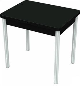 Обеденный раздвижной стол Бари хром №6 (стекло черное/черный) во Владикавказе