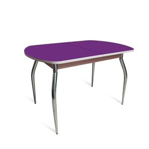 Кухонный стол раздвижной ПГ-02 СТ2, дуб молочный/фиолетовое стекло/35 хром гнутые металл во Владикавказе