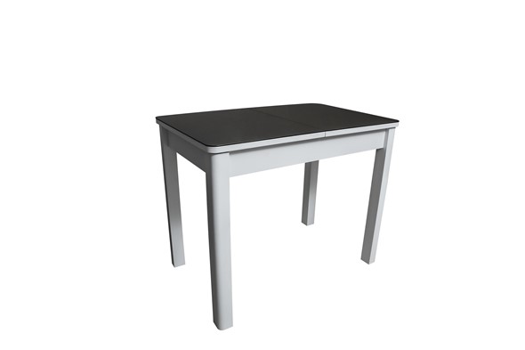 Кухонный раскладной стол Айсберг-2СТ белое/черное/прямые массив во Владикавказе - изображение