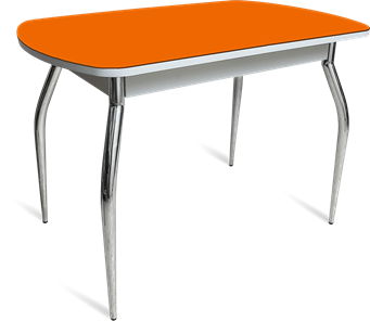 Кухонный стол ПГ-04 СТ белое/оранжевое/хром фигурные во Владикавказе - предосмотр