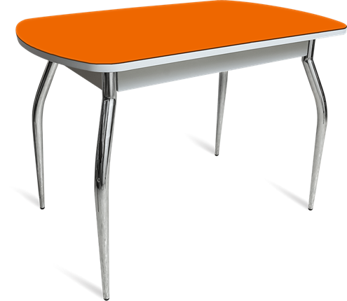 Кухонный стол ПГ-04 СТ белое/оранжевое/хром фигурные во Владикавказе - изображение
