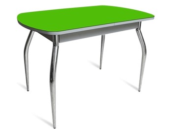Кухонный стол ПГ-04 СТ белое/зеленое стекло/хром фигурные во Владикавказе