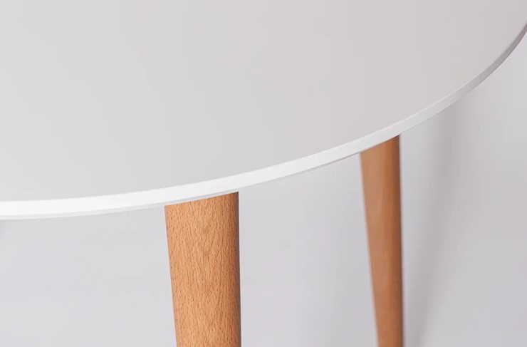 Кухонный стол круглый Белая Эмаль д. 100 см МДФ ножки светлый орех во Владикавказе - изображение 21