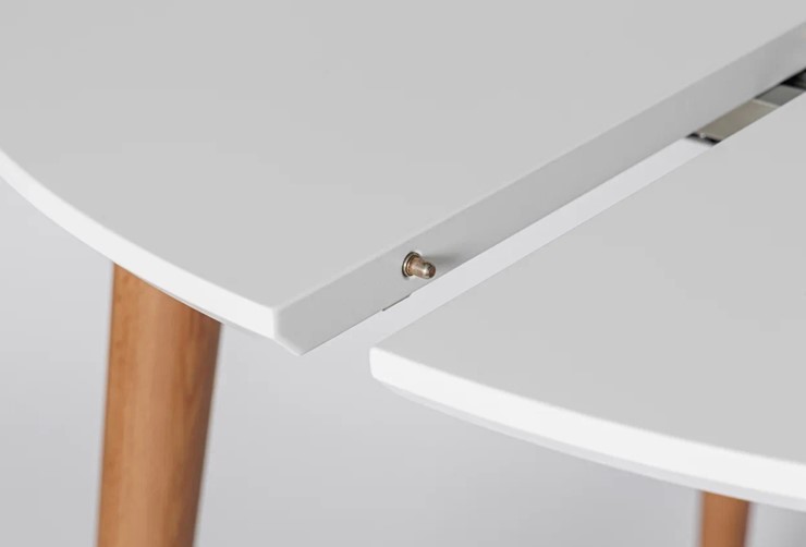 Кухонный стол круглый Белая Эмаль д. 100 см МДФ ножки светлый орех во Владикавказе - изображение 4