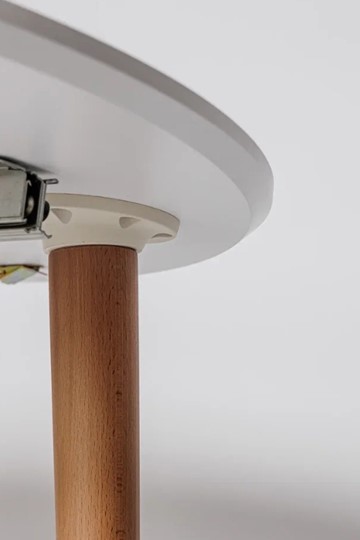 Кухонный стол круглый Белая Эмаль д. 100 см МДФ ножки светлый орех во Владикавказе - изображение 2