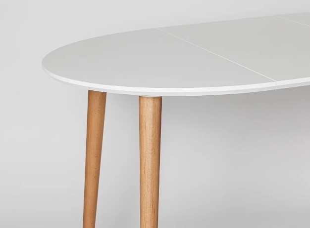 Кухонный стол круглый Белая Эмаль д. 100 см МДФ ножки светлый орех во Владикавказе - изображение 10