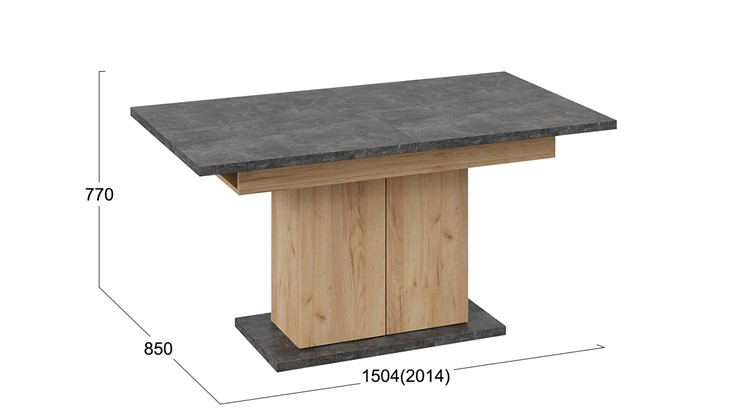 Кухонный стол раскладной Детройт тип 1 (Дуб Крафт золотой/Ателье) во Владикавказе - изображение 4