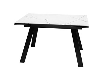 Кухонный раздвижной стол DikLine DKL140 Керамика Белый мрамор/опоры черные (2 уп.) во Владикавказе