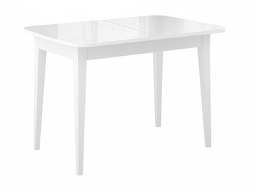 Кухонный стол раскладной Dikline M110 Белый/стекло белое глянец/ножки MM белые во Владикавказе - предосмотр