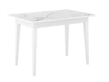 Обеденный раздвижной стол Dikline M110 Белый/стекло белый мрамор сатин/ножки MM белые во Владикавказе