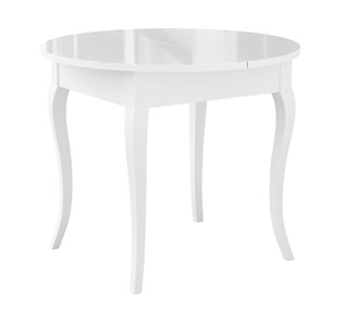 Кухонный стол раздвижной Dikline MR100 Белый/стекло белое глянец/ножки MC белые во Владикавказе