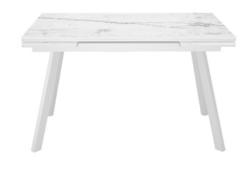 Кухонный раскладной стол DikLine SKA125 Керамика Белый мрамор/подстолье белое/опоры белые (2 уп.) во Владикавказе