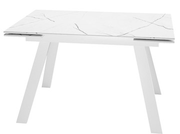 Кухонный раскладной стол DikLine SKM140 Керамика Белый мрамор/подстолье белое/опоры белые (2 уп.) во Владикавказе