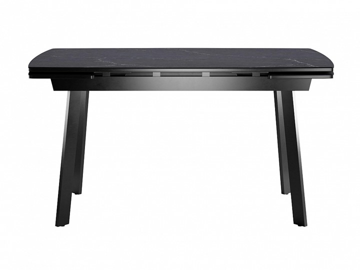 Кухонный раскладной стол Dikline US140 Стекло мрамор черный сатин/ножки черные во Владикавказе - изображение 1