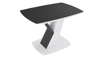 Обеденный раздвижной стол Гарда тип 1, цвет Белый/Стекло матовое черный графит во Владикавказе - предосмотр